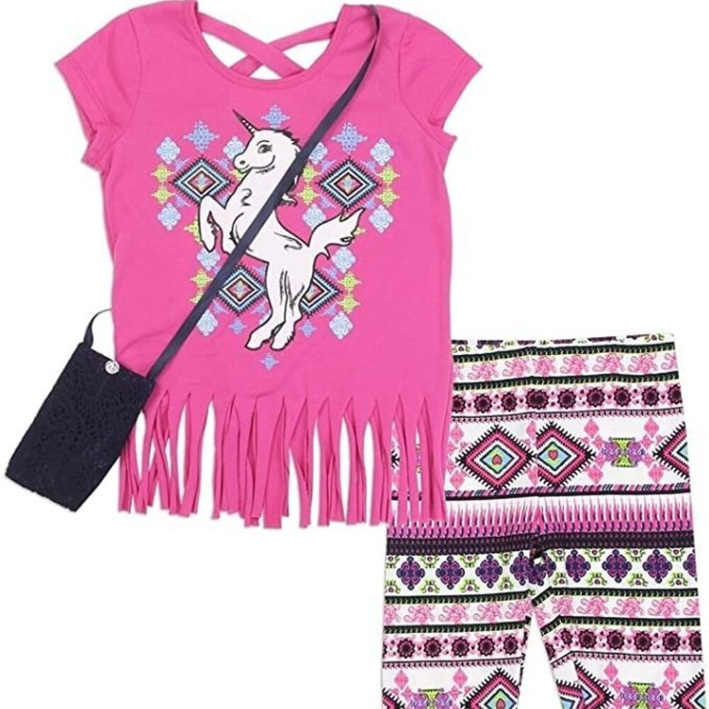 Girls Unicorn Tee Shirt & Leggings with Purse New with tags Size 14